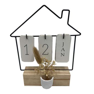 Imagem de Calendario De Mesa Decorativo Em Mdf E Metal 18Cm