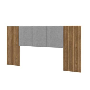 Imagem de Cabeceira Casal Queen 268cm Com LED Dubai Zen Linho Cinza - Vila Rica