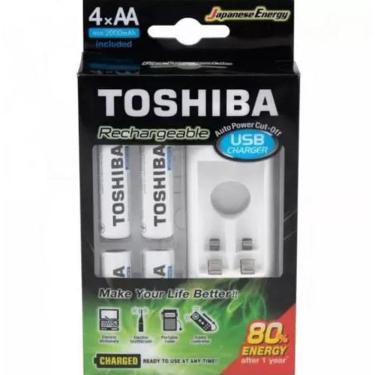 Imagem de Carregador De Pilha Usb Toshiba P/2 Pilhas Aa/Aaa Min.2.000 Mah C/4 Pilhas Aa
