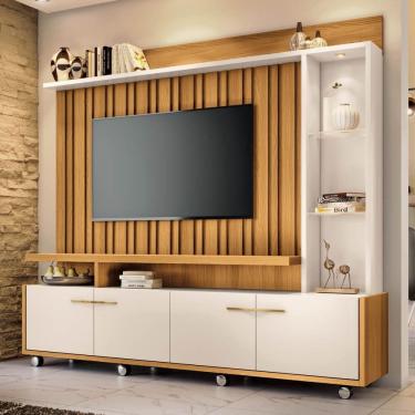 Imagem de Estante Painel de TV 60 Pol 200cm Titan Off White/Cinamomo - HB Móveis