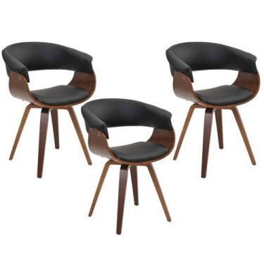 Imagem de Kit 03 Cadeiras Decorativas para Escritório Recepção Ohana Fixa PU Pre