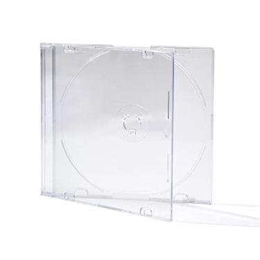 Imagem de Maxtek Caixa ultrafina fina de 5,2 mm para CD com bandeja transparente Frost integrada, pacote com 100.