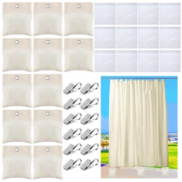 Imagem de PCTCSHQ Pacote com 12 pesos de cortina, sacos de areia para área externa com peso inferior com clipe de suporte para cortinas de vento pesado, pérgola, gazebo, cabana, bandeiras, toalha de mesa