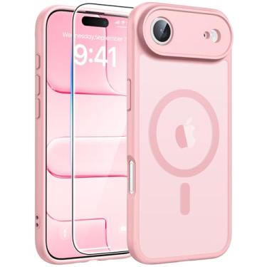 Imagem de FNTCASE Capa para iPhone Phone: Capa fina magnética fosca translúcida fosca de grau militar à prova de choque | Proteção total da câmera coberta - Rosa