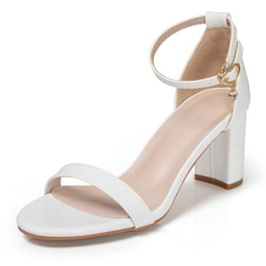 Imagem de qibusleen Sandálias femininas de salto baixo de 2,5 cm com bico fino fechado, salto alto de camurça preta com alças duplas, casual, confortável, sapatos femininos, Branco, 39