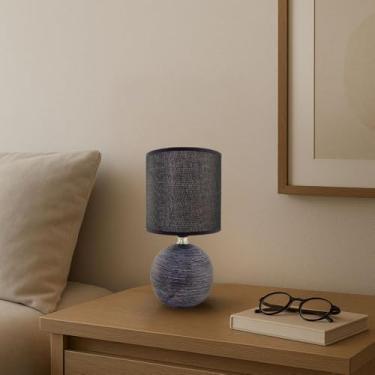 Imagem de Abajur Cerâmica Luminária de Mesa Cabeceira Escrivaninha Quarto Sala Escritório (Preto)