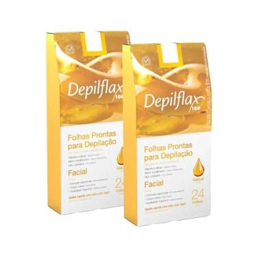 Imagem de 2cx Folhas Prontas Depilação Facial Depilflax Natural 24un