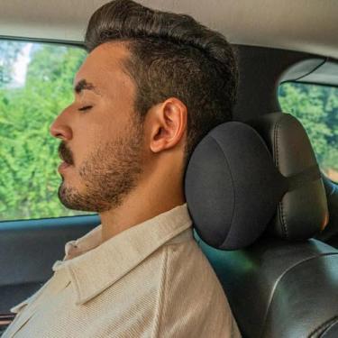 Imagem de Almofada Ergonômica de Pescoço para Carro – Cor Preta – Apoio Cervical com Elástico, Hipoalergênica e Lavável – Conforto para Motoristas e Passageiros