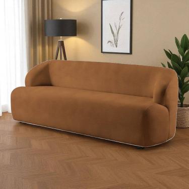 Imagem de Sofá Fixo Noah 3 Lugares Luxo 1,80m Castellar Móbile Sintético Caramelo