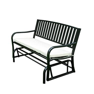 Imagem de URGDWEKJY Móveis de entrada, cadeira de balanço dupla de ferro forjado, área externa, varanda, pátio, criativa, duas pessoas, cadeira de balanço, cadeira de jardim, lazer, cadeira de parque, banco ao