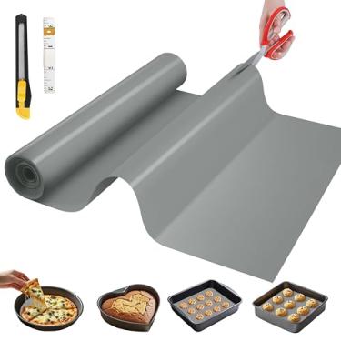 Imagem de Tapete de silicone para assar, 50,8 cm x 1,8 m de comprimento, antiaderente reutilizável para massa e pastelaria, rolo de silicone antiderrapante para forro de fritadeira a ar, liofilizador, assadeira