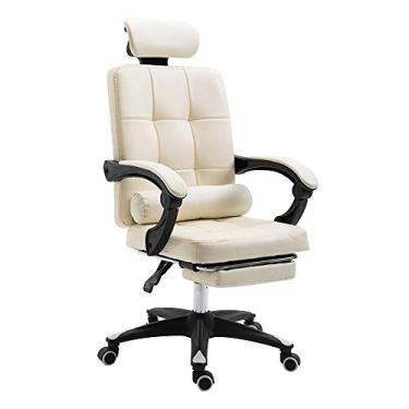 Imagem de Computador ergonômico giratório mesa de computador com apoio para os pés escritório altura ajustável couro executivo computador para dormitório estudo feito