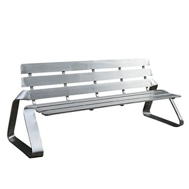 Imagem de URGDWEKJY Mobiliário de entrada criativo simples assento de parque ao ar livre banco de lazer de aço inoxidável banco de descanso banco de metal cadeira de praia cadeiras ao ar livre