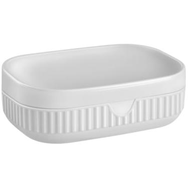 Imagem de Saboneteira Caixa De Sabão à Prova d'Água Com Tampa Porta Sabonete Banheiro Lavabo Moderno(Branco)