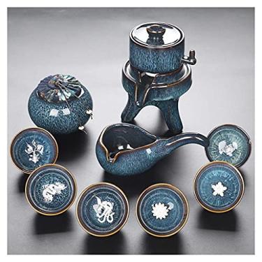 Imagem de Conjunto de chá estilo europeu conjunto de chá de cerâmica semiautomático bule de chá xícara de chá chinês retro conjunto de chá semiautomático festa casa 6 xícaras conjunto de bule de chá (tamanho: D