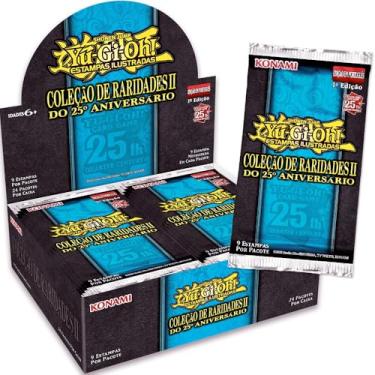 Imagem de Konami YuGiOh Box 24 Booster Coleção de Raridades II do 25º Aniversário, 9 Cartas por Pacote, Edição em Português, Estampas Metalizadas Ultra Raras e Secretas