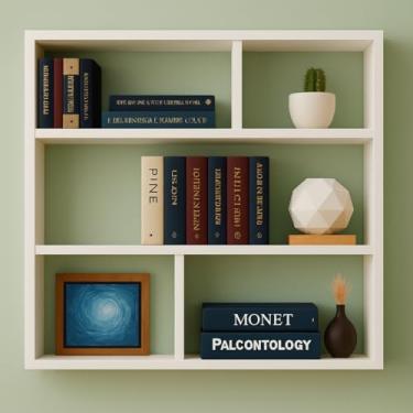 Imagem de prateleira decorativo Estante Modular de Parede 90x90x15cm mdf para Sala quarto escritorio porta livros elegante