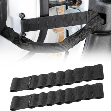 Imagem de JoyTutus Correias de Limitação de Porta Compatíveis com Jeep Wrangler, Alça de Controle de Limitação de Porta Resistente Atualizada para Jeep Wrangler CJ YJ TJ JK JKU JL JLU 1996 a 2020 Carga 1000 Lb