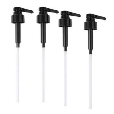Imagem de Pacote com 4 bombas dispensadoras de garrafas pretas para líquidos e polpa de frutas – Bombas dispensadoras à prova de vazamento de grau alimentício para garrafas de vidro/plástico