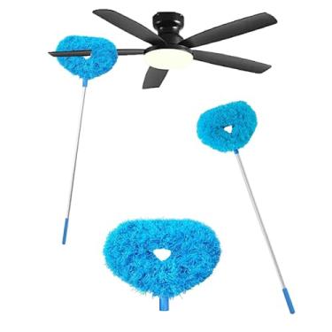 Imagem de 1 ventilador de teto de microfibra e espanador de parede – ferramenta de limpeza reutilizável para lâminas, janelas, vidro e móveis (azul)
