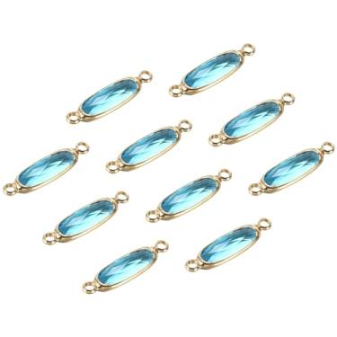 Imagem de Elo de conector de pedra do mês de nascimento, 10 peças de elos transparentes de diamante, joias de vidro, achados de contas de cristal para pingentes, colar, pulseira, brinco, azul claro