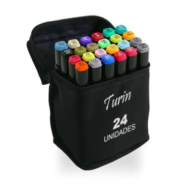 Imagem de Conjunto de Canetas Marcadoras Profissionais para Colorir e Desenhar 24 120 168 Cores Vivas com Pontas Duplas e Código por Cores (24)