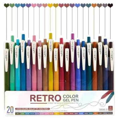 Imagem de ArvezVoy 20 canetas de gel coloridas, canetas finas retráteis de 0,5 mm, de secagem rápida, canetas multicoloridas para diário, colorir, desenhar, fazer anotações