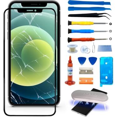 Imagem de Substituição de tela para iPhone 13 Mini, kit de substituição de vidro de tela frontal externa inclui adesivo de moldura Waterpoof e kit de ferramentas (sem digitalizador, sem LCD)