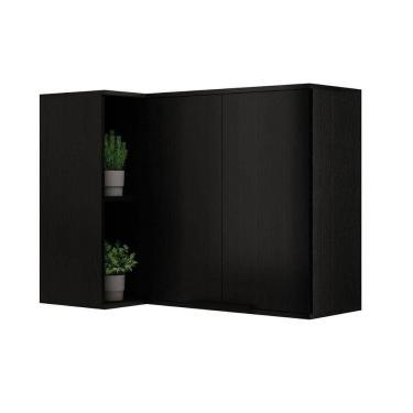 Imagem de Armário De Cozinha Modulado Alpha 2505 Canto Reto C- 2 Portas 94cm Preto - Carraro