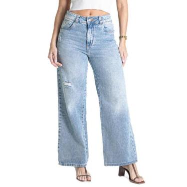 Imagem de Calça Jeans Sawary Wide Leg Petit - 281550 - Azul medio 38, Azul, 38