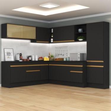 Imagem de Cozinha Completa De Canto Mp2100 Com Armário E Balcão Preta - MULTIMOV