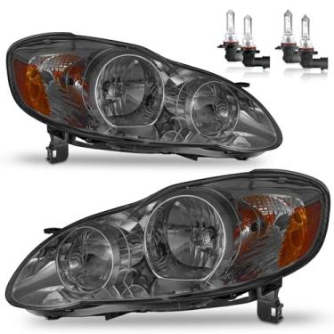 Imagem de ROADEAL Faróis com lâmpadas para Toyota Corolla 2003 2004 2005 2006 2007 2008 farol de halogênio substituição lado do motorista e do passageiro