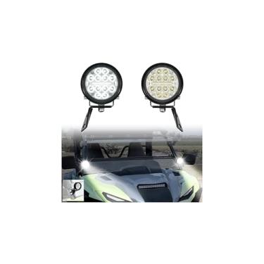 Imagem de SAUTVS Luzes LED A-Pillar para Yamaha Wolverine RMAX 1000 2021-2026 acessórios, luzes auxiliares com suporte de montagem e chicote de fiação, Plug and Play (2 peças)