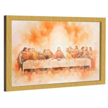 Imagem de Quadro Decorativo Santa Ceia Tons Neutros