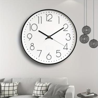 Imagem de Relógio de Parede Moderno Silencioso 20cm – Decoração para Escritório, Sala e Quarto com Design Minimalista(Preto)