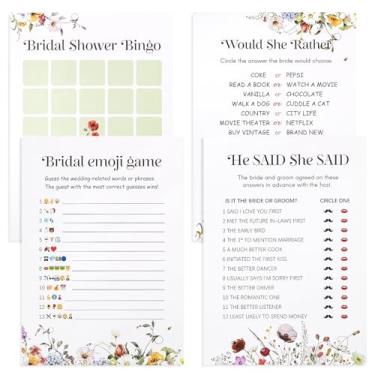 Imagem de Crisky 4 jogos divertidos de chá de panela para 60 convidados - jogos de casamento incluem bingo, adivinhação de emoji, curiosidades sobre noivas (Wouldn't She Rather), He Said She Said Bridal Game