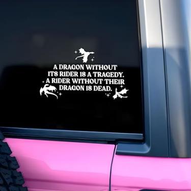Imagem de A Dragon Without Its Rider Is A Tragedy Car Decal Fourth Wing Dragon Fantasy Bookish Bookish Car Window Mirror Decal Accessories Afirmations Vinyl Waterproof 20 cm Adesivo de para-choque presentes