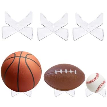Imagem de Pacote com 3 suportes transparentes para bolas esportivas – exibição de basquete, futebol, vôlei (9,5 x 3,5 cm, versátil e durável)