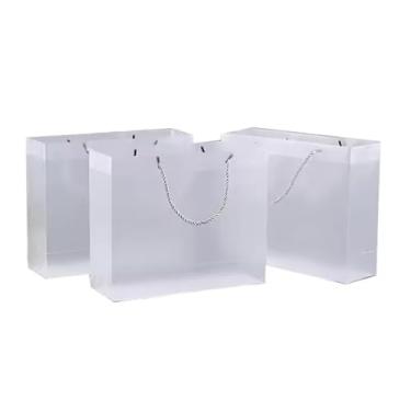 Imagem de Kits Sacos Sacolas de Plástico Resistente Luxo de Presente Transparentes com Alças de Tecido(31 x 25 x 14,5 cm,6 Unidades)