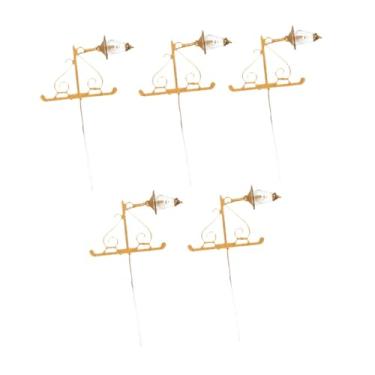 Imagem de menolana Conjunto de 5 Miniaturas de Luminárias de Parede em Escala 1/87 com Luz Branca Quente - Luminárias de Rua LED para Decoração de Jardim de, Ouro