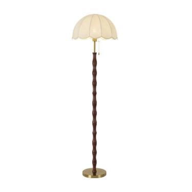 Imagem de Luminária de chão Luminária de chão para sala estar, vintage, marrom, ambiente, quarto, luminária decorativa, abajur tecido, três cores, luz que muda