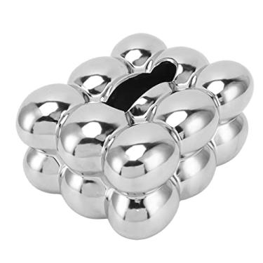 Imagem de RiToEasysports Caixa de de Tecido Cerâmico de Alta Resistência, Prático, Porta-guardanapo, para Casa, Escritório, Sala de Estar, Hotel (Galvanoplastia de prata)