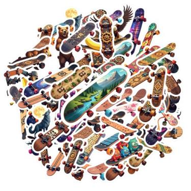 Imagem de 50 peças de adesivos de skate, esportes, atividades ao ar livre, aventura, papelaria, adesivos, prêmios, pacote de adesivos coloridos para celular, guitarra, notebook, mala, laptop, bagagem, álbum de