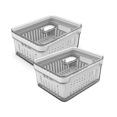 Imagem de Organizador Geladeira, Kit Organizador de Geladeira, Organizador Alimentos Geladeira Com Cesto úNico Duplo 2,2l (20x15cm) Linha Clear Fresh - Ou(2 Unidades - Cesto Único)
