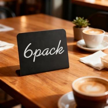 Imagem de Pacote com 6 mini placas de quadro-negro de 10 x 7 cm – etiquetas reutilizáveis de mesa para casamento, buffet de festa, padaria e café, cartões de lugar para quadro negro fáceis de escrever e limpar