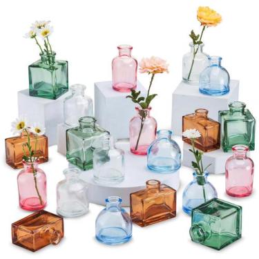 Imagem de Vasos de vidro Hewory Coloridos, 20 unidades para peças centrais