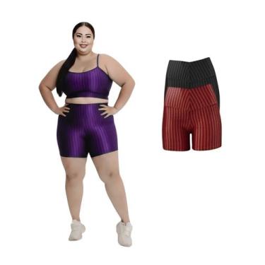 Imagem de Kit 2 Short Legging 3D Academia Fitness Feminino Plus Size - Sunset Co