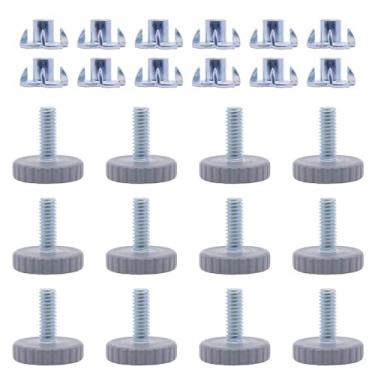 Imagem de Pacote com 12 niveladores de pés para móveis de cadeira de mesa rosqueada de 1/10.2 cm, niveladores de pés ajustáveis para móveis, rosqueados para armário, cômoda, mesa, banco, sofá, pernas de madeira