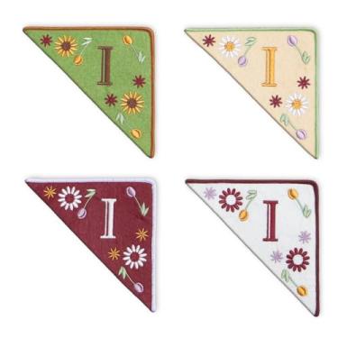 Imagem de TenDawn Marca de canto bordada personalizada, pacote com 4, canto de marcador de página de feltro inicial, presente para amantes de livros