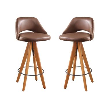 Imagem de Kit 2 Banquetas Giratórias Estofadas com Encosto Nicole Marrom